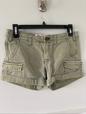 TNA Olive Green Cargo Roll-Cuff Shorts
